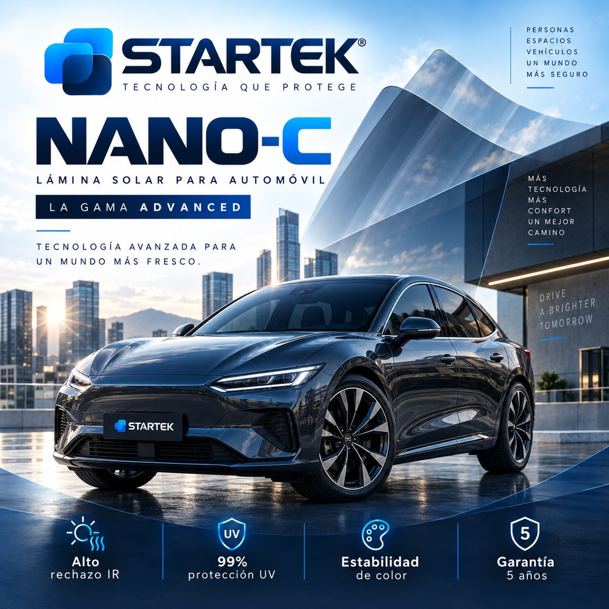 Lámina solar Nano-C para automóvil